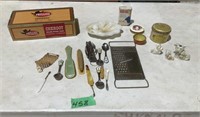 Vintage items, cigar box, kitchen & other