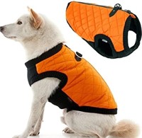 *Sweater Puffer Jacket for Dog, Black Orange*