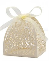 50 PCS Lace Flower Design Wedding Candy Boxes
