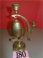 CHINESE BRASS DRAGON BELL CANDLEABRA WITH MALLET
