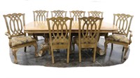 Ornate Clawfoot Dining Table w/ 8-Chairs, 2-Leaves