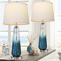 Set of 2 Modern Glass Bedside Lamps