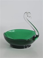 VTG MCM ART GLASS EMERALD GREEN SWAN-VERY NICE