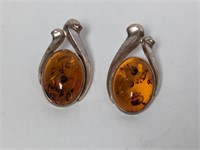 .925 Sterling Baltic Amber Earrings