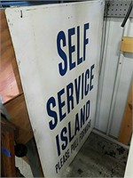 Metal self-service Island sign