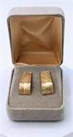10K Gold Versace Greek Key Earrings with 10K Ends