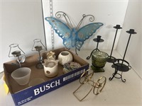 Lot: candle holders, misc
