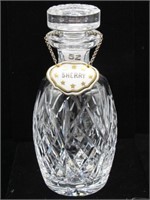 WATERFORD CHRYSTAL DECANTER WITH SHERRY TAG 9 IN