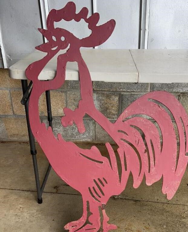 Used Lawn ornaments 1 red aluminum roster one