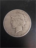 1923 Peace Silver Dollar Coin.