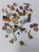 Lot of Various Pins , Tie Tacs, Earrings