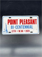 POINT PLEASANT WV BICENTENNIAL LICENSE PLATE 1974