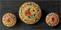 BEAUTIFUL MICRO MOSAIC BROOCH & EARRINGS SET