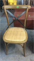 WOOD & RATAN CHAIR W/ IRON ACCENT