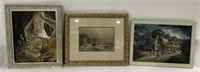 (F) Three Framed Artwork Including Stone Statues,