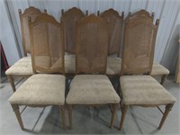 (AD) Wooden Cane Back Dining Chairs. 42"