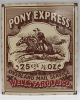 Porcelain Wells Fargo Pony Express Sign
Measures