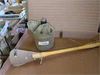 Vintage Blue Rock Thrower and Military Canteen