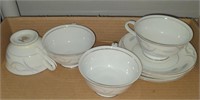 (G) Flat of Valmont China Royal Wheat tea cups