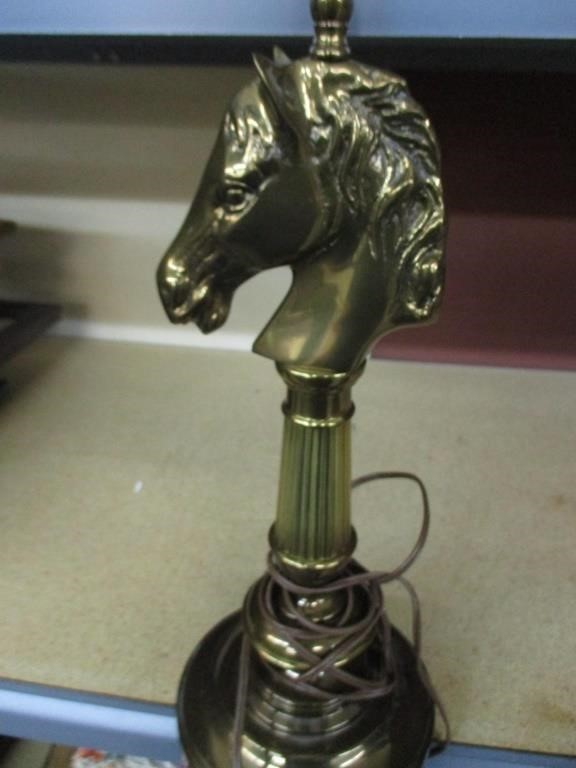 Vintage Brass Lamp with Horse Head