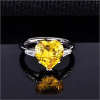 2.00 Carat Heart Cut Yellow Topaz Adjustable Ring