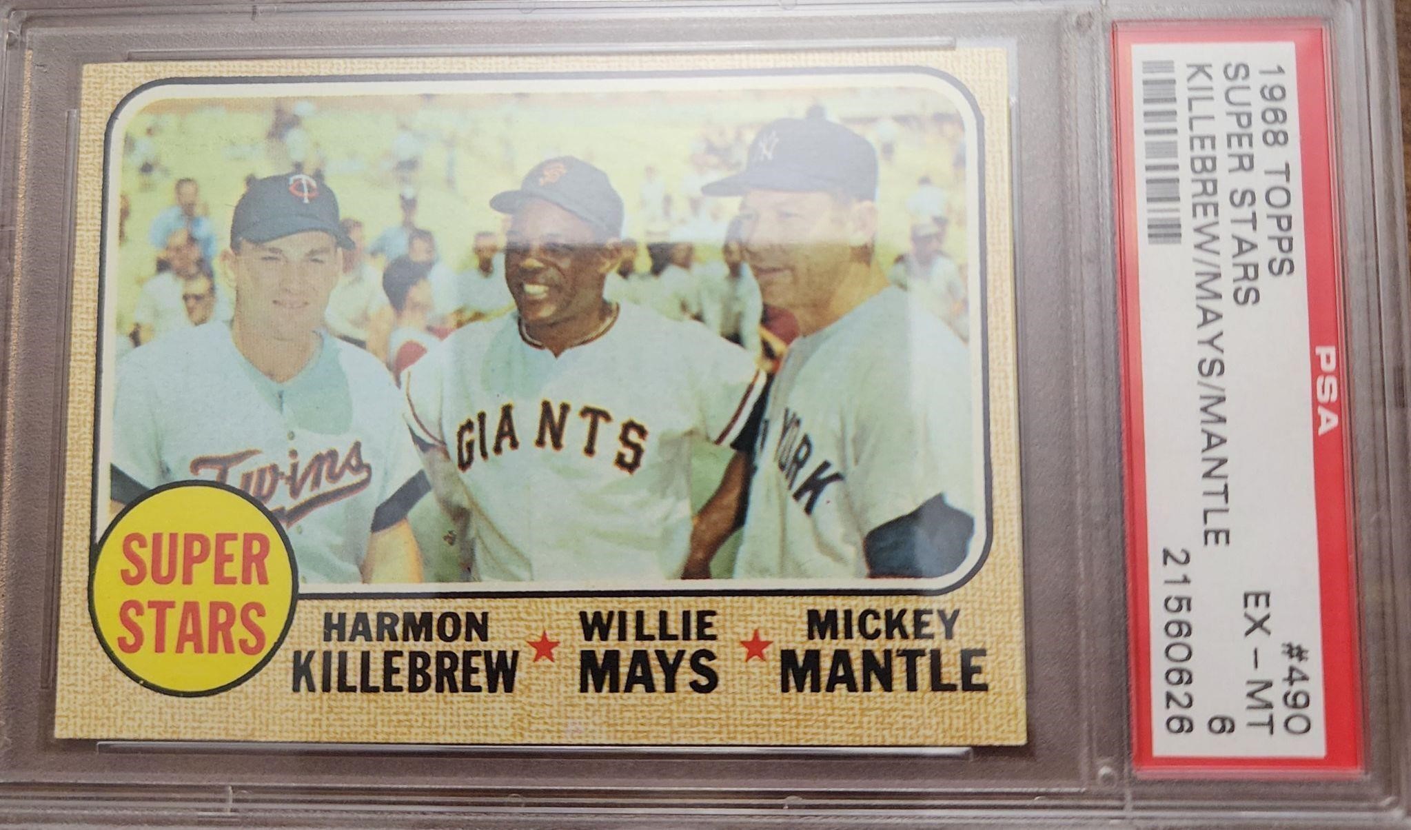 1968 Topps Super Stars Mantle,Mays,Killebre PSA 6