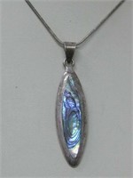 Vtg Sterling Silver & Abalone Shell Necklace