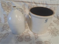 Stoneware jug, crock (chips on crock)