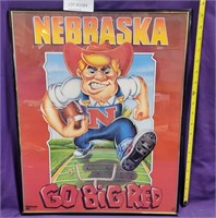 VTG HERBIE HUSKER GO BIG RED POSTER