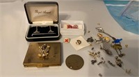 CUFF LINKS, VINTAGE COMPACT , PIN ANS MISC