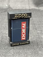 Vintage NEW 1997 Doral Logo Blue Zippo Lighter