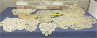 BOX LOT: 13 DOILIES - SOME STAINED