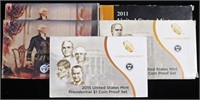 2009-11, 13, 15 US PRESIDENTIAL PROOF SETS