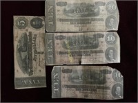 Group of $5 and $10 Confederate Notes (1864)