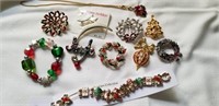 Christmas Holiday Jewelry, brooches, bracelet