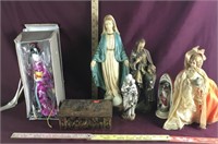Christian Religious Statues & Geisha Doll