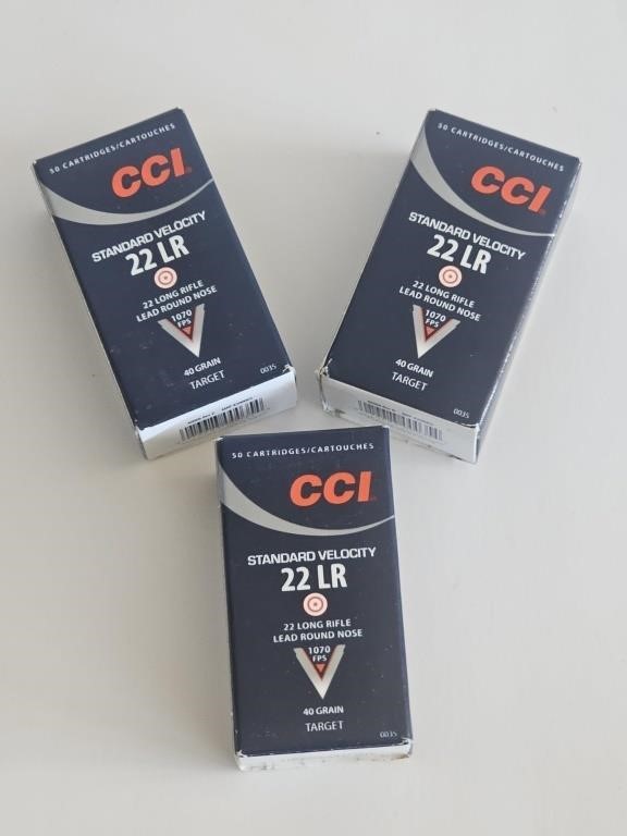 CCI 22 LONG RIFLE 50 COUNT BOXES-3 BOXES IN ALL