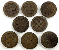 8pc 1800s Goodyear Hard Rubber Buttons