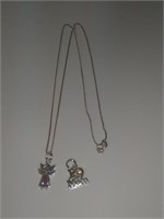 Sterling Silver Necklace With (2) Sterling Charms