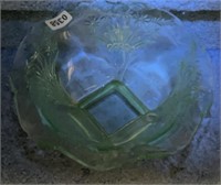 11" Green Uranium Glass Console Bowl