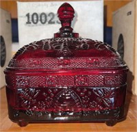 Tiara Ruby Red Square Footed Bee Box in Original