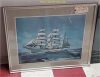 32" framed print KIPP SOLDWEDEL nautical ship 1968