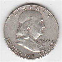 US 1953 D 90% Silver Franklin 1/2 Dollar