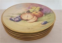6 Limoges SCD France decorative fruit plates