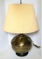 Ovoid Brass Table Lamp with Shade