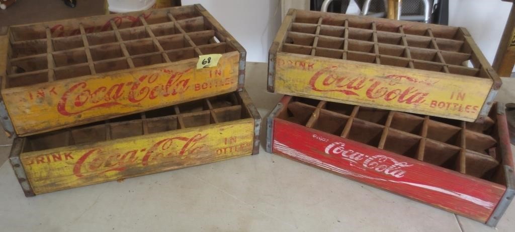 4 Coca-Cola pop bottle crates