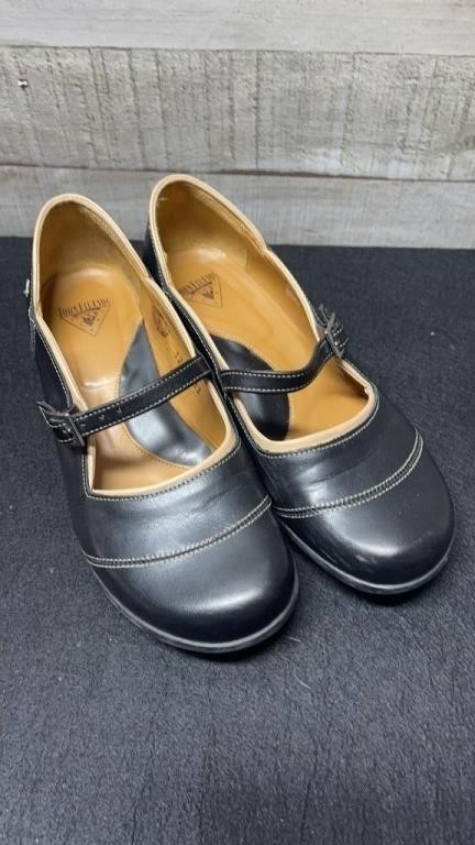 John Fluevog Woman's Black Leather Mary Jane Shoes