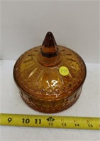 vintage amber candy dish with lid