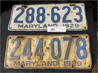 (2) Maryland 1929 License Plates