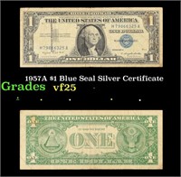 1957A $1 Blue Seal Silver Certificate Grades vf+